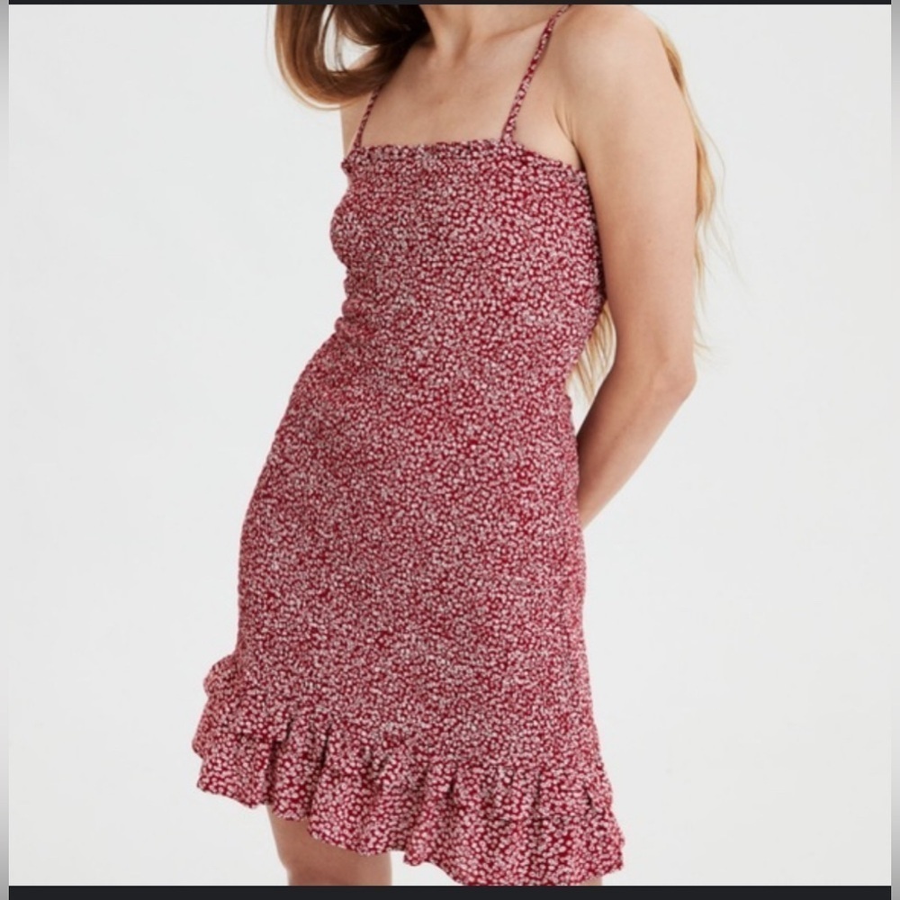 American Eagle Outfitters Smocked Sleeveless Bodycon Ruffle Mini Dress M(O)